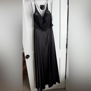 FA Elegant Black Sequin Gown